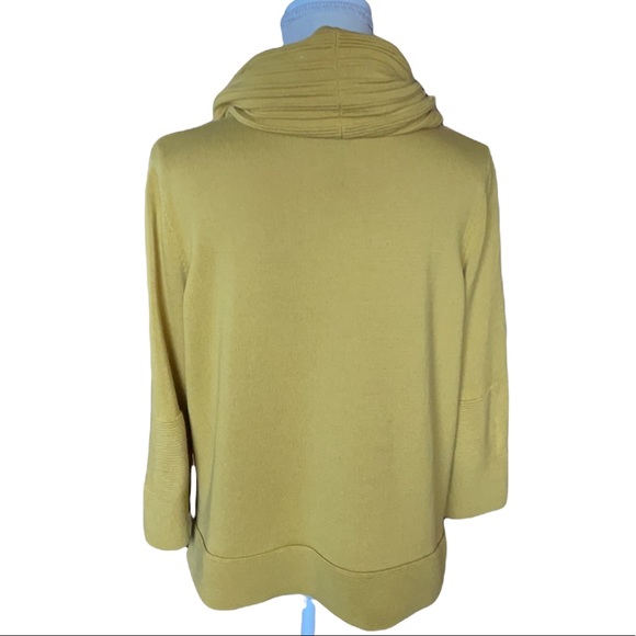 Marla Wynne Yellow Knit Wrist Length Sleeve Sweater with Detachable Scarf SZ: L - Picture 2 of 13